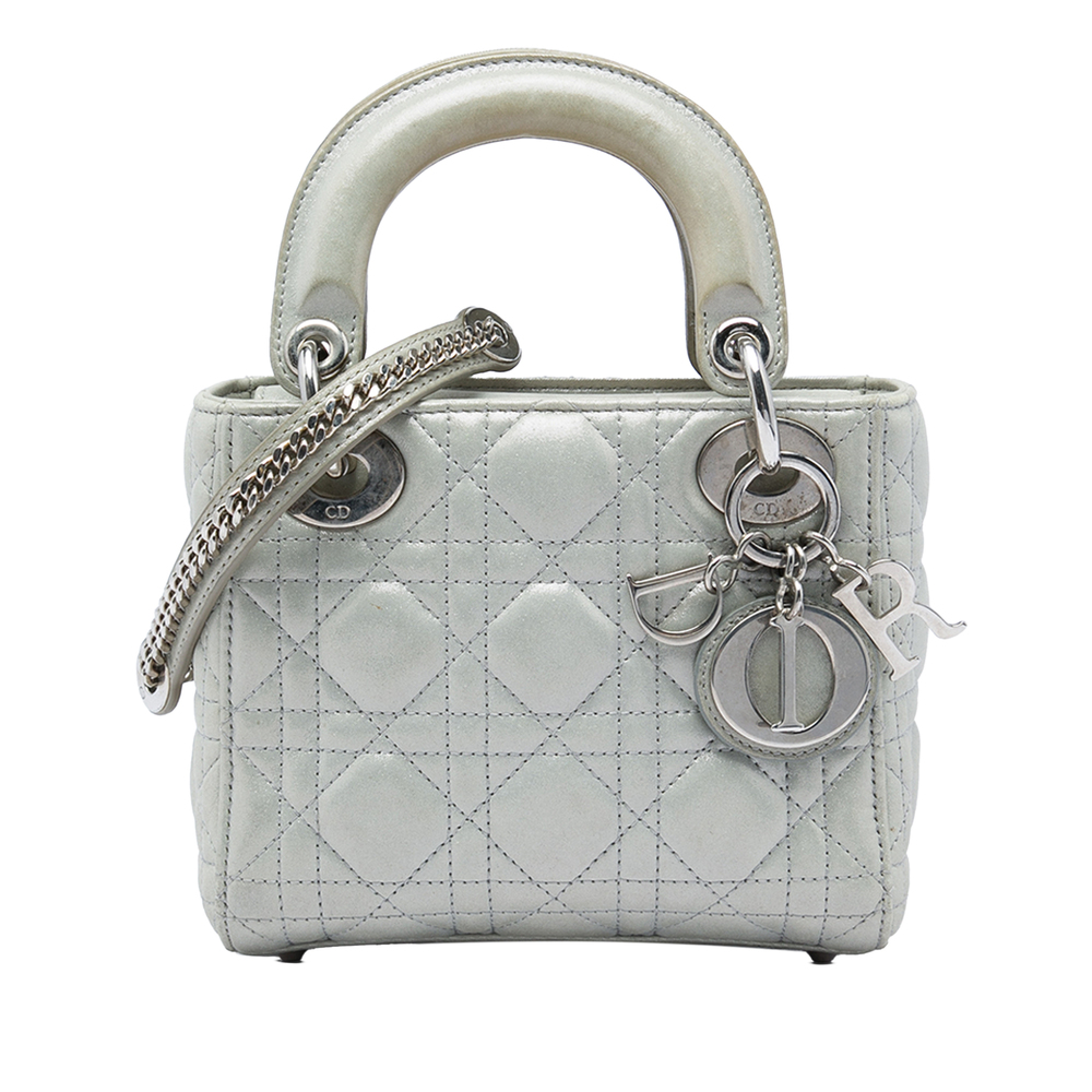 Pre-Loved Dior Mini Iridescent Lambskin Cannage Lady Dior